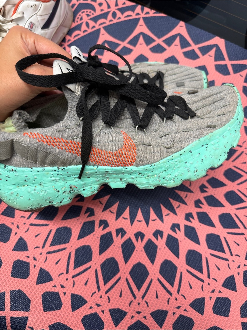 Nike Sneakers in Gray with Mint Green Sole and Orange Swoosh